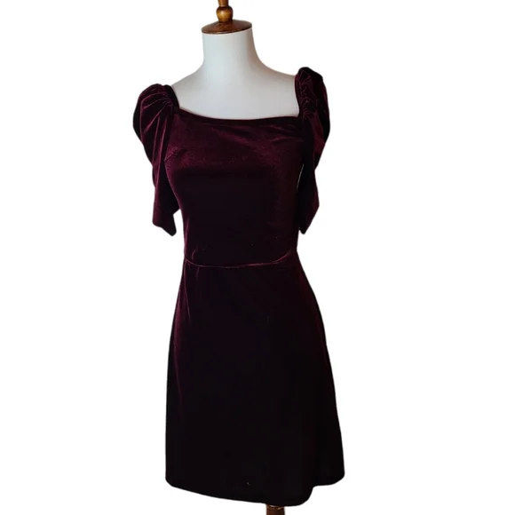 aqua red velvet dress NWT Aqua Off shoulder velvet dress, Retails